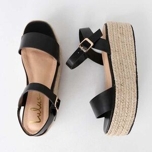 Lulus Corsa Black Espadrille Flatform Sandals Size 7.5 BRAND NEW IN BOX‼️